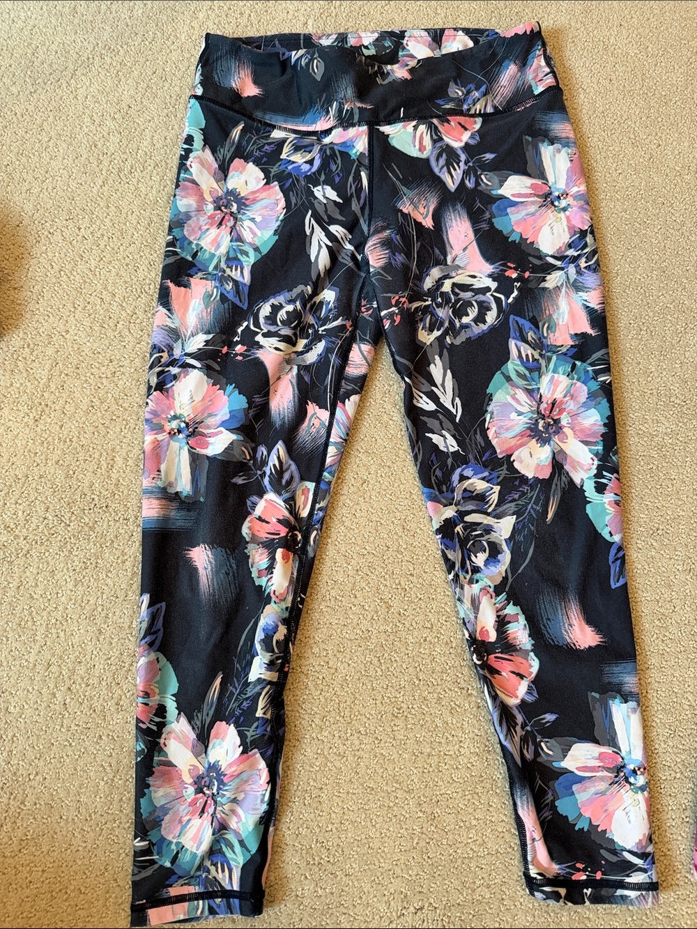 Womens Fabletics Floral Black Active Leggings - Kids Bottoms